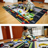 Maxbell Kids Play Rug with Roads for Kids Bedroom 140x110 cm Non Slip Large Play Mat Style A