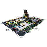 Maxbell Kids Play Rug with Roads for Kids Bedroom 140x110 cm Non Slip Large Play Mat Style A