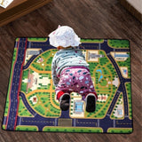 Maxbell Kids Play Rug with Roads for Kids Bedroom 140x110 cm Non Slip Large Play Mat Style C