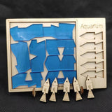 Maxbell Wooden Aquarium Puzzle Travel Toy Brain Teaser Puzzle for Children Boys Kids