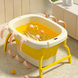 Maxbell Foldable Baby Bath Tub Freestanding Anti Slip Compact Bath Basin for Newborn Yelllow