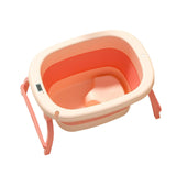 Maxbell Foldable Baby Bath Tub Freestanding Anti Slip Compact Bath Basin for Newborn Pink