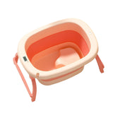 Maxbell Foldable Baby Bath Tub Freestanding Anti Slip Compact Bath Basin for Newborn Pink