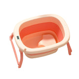 Maxbell Foldable Baby Bath Tub Freestanding Anti Slip Compact Bath Basin for Newborn Pink