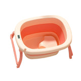 Maxbell Foldable Baby Bath Tub Freestanding Anti Slip Compact Bath Basin for Newborn Pink