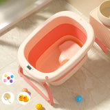 Maxbell Foldable Baby Bath Tub Freestanding Anti Slip Compact Bath Basin for Newborn Pink