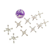 Maxbell 10 Pieces Jacks Games Portable Jacks Toys for Favors 7-14 Years Old Silver