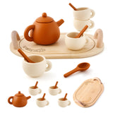 Maxbell Pretend Play Tea Set Toy Kitchen Playset for Children Ages 3 4 5 6 Years Old with tray
