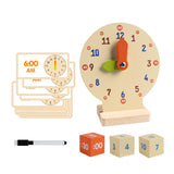 Maxbell Kids Learning Clock with Dry Erase Pen Wood Practice Clock for 4-6 Years Old