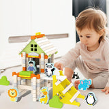 Maxbell Wooden House DIY Building Blocks Set Engineering Learning Toy Zoo
