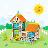 Maxbell Wooden House DIY Building Blocks Set Engineering Learning Toy School