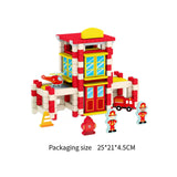 Maxbell Wooden House DIY Building Blocks Set Engineering Learning Toy Fire Station