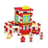 Maxbell Wooden House DIY Building Blocks Set Engineering Learning Toy Fire Station