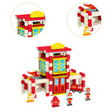 Maxbell Wooden House DIY Building Blocks Set Engineering Learning Toy Fire Station