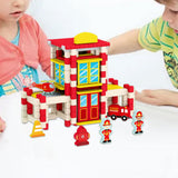 Maxbell Wooden House DIY Building Blocks Set Engineering Learning Toy Fire Station