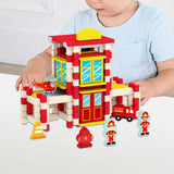 Maxbell Wooden House DIY Building Blocks Set Engineering Learning Toy Fire Station