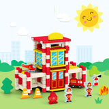 Maxbell Wooden House DIY Building Blocks Set Engineering Learning Toy Fire Station