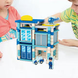 Maxbell Wooden House DIY Building Blocks Set Engineering Learning Toy Police Station