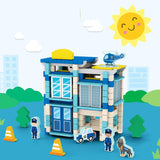 Maxbell Wooden House DIY Building Blocks Set Engineering Learning Toy Police Station