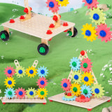 Maxbell Wooden Gears Toys Building Blocks for Boys and Girls 2 3 4 5 Years Old Party