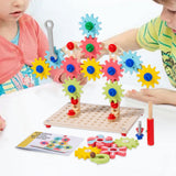 Maxbell Wooden Gears Toys Building Blocks for Boys and Girls 2 3 4 5 Years Old Party
