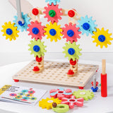 Maxbell Wooden Gears Toys Building Blocks for Boys and Girls 2 3 4 5 Years Old Party