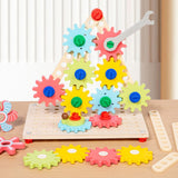 Maxbell Wooden Gears Toys Building Blocks for Boys and Girls 2 3 4 5 Years Old Party