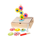 Maxbell Wooden Gears Toys Building Blocks for Boys and Girls 2 3 4 5 Years Old Party