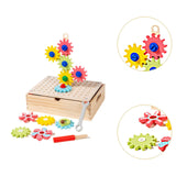 Maxbell Wooden Gears Toys Building Blocks for Boys and Girls 2 3 4 5 Years Old Party