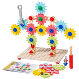 Maxbell Wooden Gears Toys Building Blocks for Boys and Girls 2 3 4 5 Years Old Party