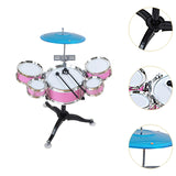 Maxbell Kids Drum Set Compact Jazz Drum Kit for Boys Girls Concert Stage Performance Pink