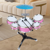 Maxbell Kids Drum Set Compact Jazz Drum Kit for Boys Girls Concert Stage Performance Pink