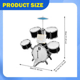 Maxbell Kids Drum Set Compact Musical Instruments Toy for Concert Birthday Gift Kids Black