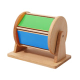 Maxbell Rotating Drum Baby Toy with Mirror Rainbow Wooden Toy for Kids Boys Children