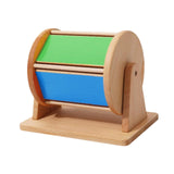 Maxbell Rotating Drum Baby Toy with Mirror Rainbow Wooden Toy for Kids Boys Children