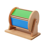 Maxbell Rotating Drum Baby Toy with Mirror Rainbow Wooden Toy for Kids Boys Children