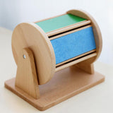 Maxbell Rotating Drum Baby Toy with Mirror Rainbow Wooden Toy for Kids Boys Children