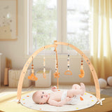 Maxbell Wooden Baby Gym with Mat Tummy Time Baby Play Gym Frame for Boys Infant Gift