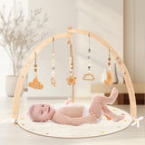 Maxbell Wooden Baby Gym with Mat Tummy Time Baby Play Gym Frame for Boys Infant Gift