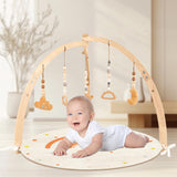 Maxbell Wooden Baby Gym with Mat Tummy Time Baby Play Gym Frame for Boys Infant Gift