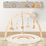 Maxbell Wooden Baby Gym with Mat Tummy Time Baby Play Gym Frame for Boys Infant Gift
