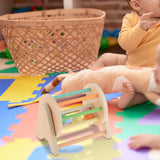 Maxbell Textile Drum Wood Rolling Drum Toy for Holidays Birthdays Outdoor Activities