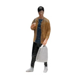 Maxbell 1:64 Home Decor Centerpiece Mini Figure Model for Study Room Bedroom Desktop Man With Bag