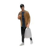 Maxbell 1:64 Home Decor Centerpiece Mini Figure Model for Study Room Bedroom Desktop Man With Bag