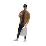 Maxbell 1:64 Home Decor Centerpiece Mini Figure Model for Study Room Bedroom Desktop Man With Bag
