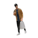 Maxbell 1:64 Home Decor Centerpiece Mini Figure Model for Study Room Bedroom Desktop Man With Bag