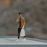 Maxbell 1:64 Home Decor Centerpiece Mini Figure Model for Study Room Bedroom Desktop Man With Bag