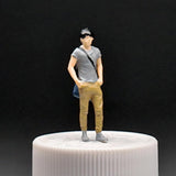 Maxbell 1:64 Home Decor Centerpiece Mini Figure Model for Study Room Bedroom Desktop Man In Gray