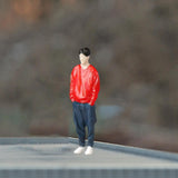 Maxbell 1:64 Home Decor Centerpiece Mini Figure Model for Study Room Bedroom Desktop Boy In Red