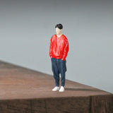 Maxbell 1:64 Home Decor Centerpiece Mini Figure Model for Study Room Bedroom Desktop Boy In Red